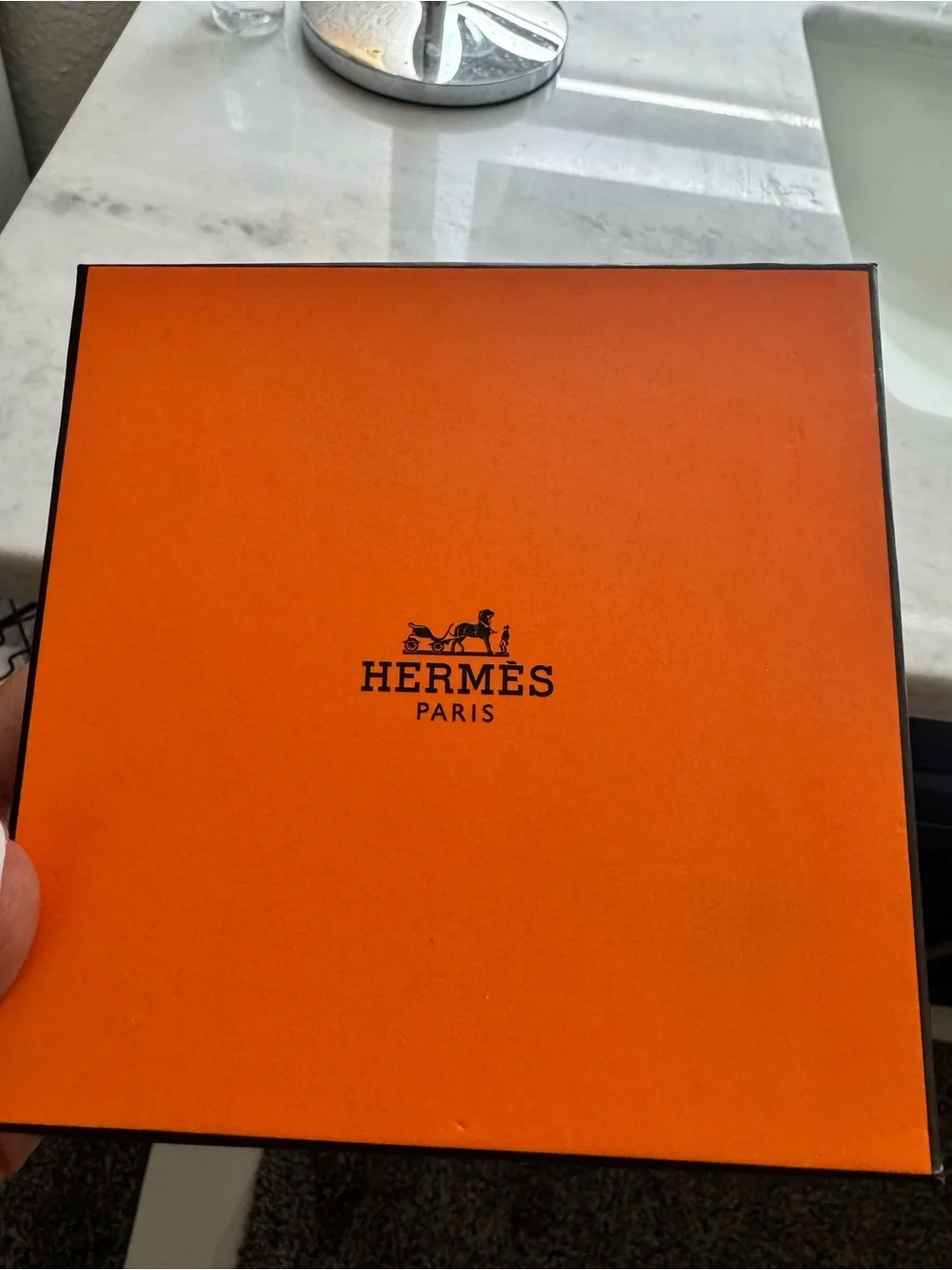 Hermès Orange and gold belt with a classic lock
